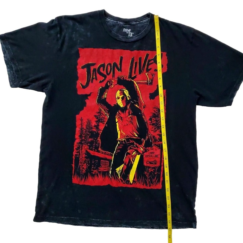 Friday The 13th (Mens Medium) Black Short Sleeve Graphic T-Shirt Jason Lives Tee - Picture 5 of 6